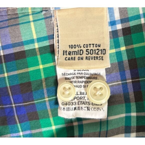 L.L. Bean Women Green Plaid Long Sleeve Button-Down Shirt Size XS - Picture 7 of 8